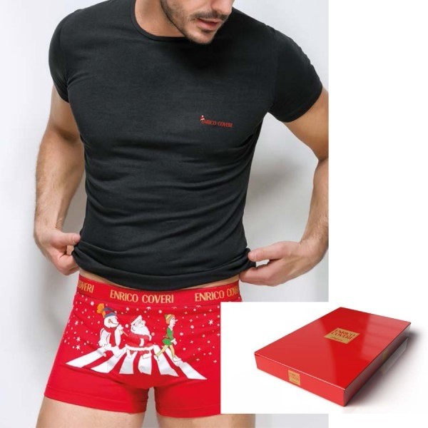 VÁNOČNÍ SET pánské boxerky+triko Enrico Coveri