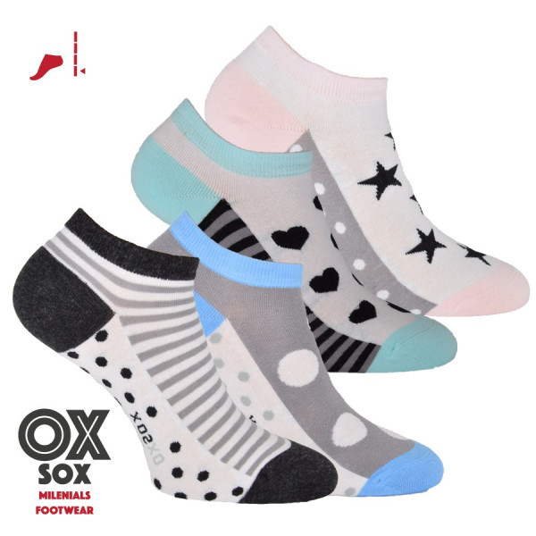 Dámske módne bavlnené členkové ponožky OXSOX